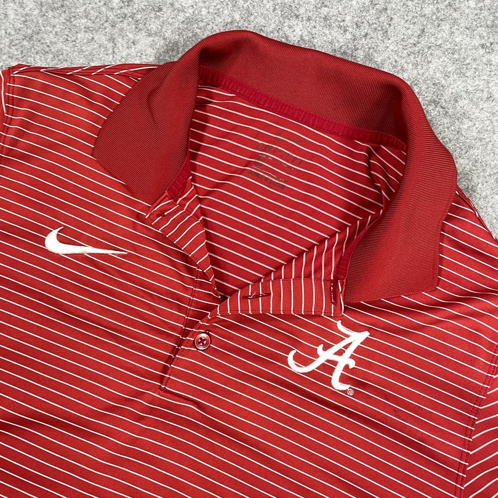 Nike Mens Alabama Crimson Tide Polo Small Shirt Red Striped Dri-FIT Golf Sport